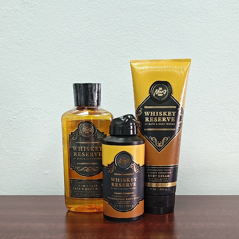 Bath & Body Works Men's WHISKEY RESERVE 3 Piece Bundle Set